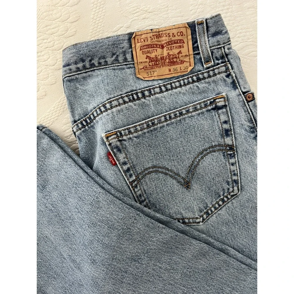 Levis 517 Boot Cut Jeans Mens 36x30 (FITS 34x30)Cotton FADED Heritage